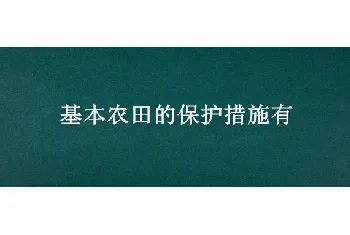 基本农田的保护措施有