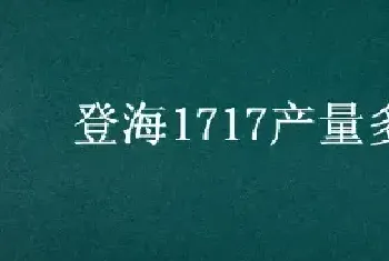 登海1717产量多高