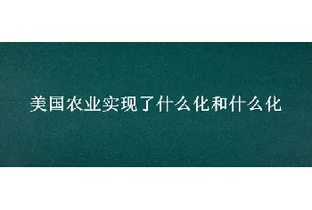 美国农业实现了什么化和什么化