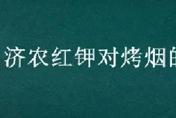 济农红钾对烤烟的作用